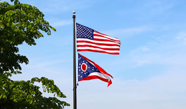 U.S. and Ohio state flags