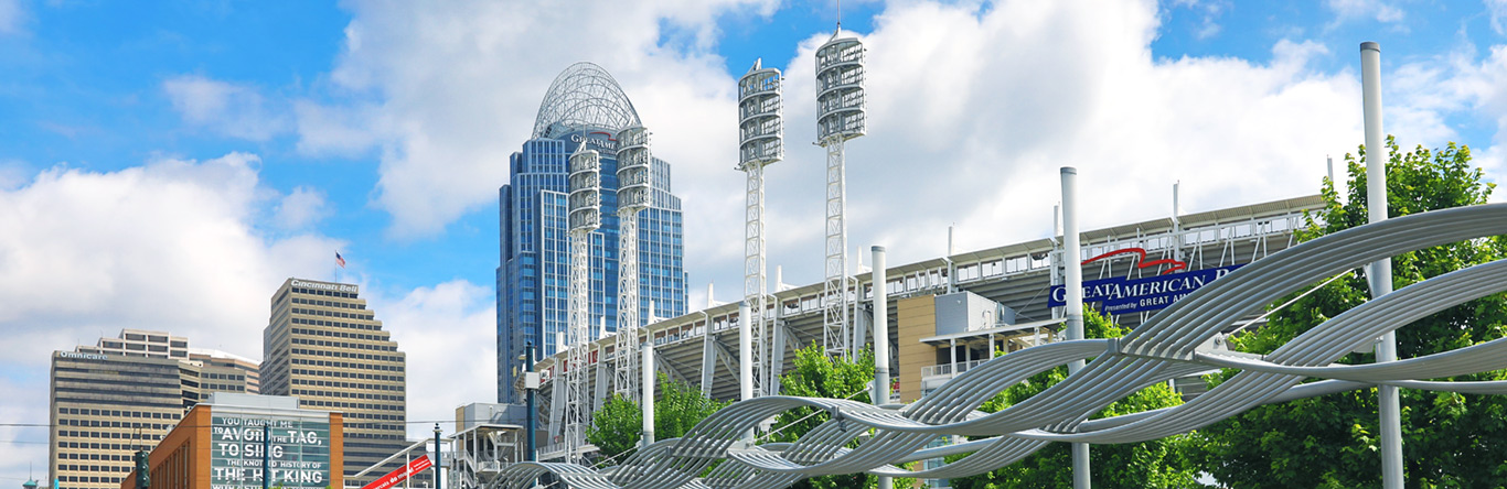 Ballpark and high rise buildings